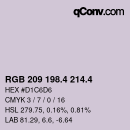カラーコード: RGB 209 198.4 214.4 | qconv.com