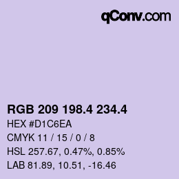 カラーコード: RGB 209 198.4 234.4 | qconv.com