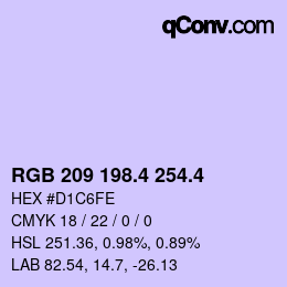 カラーコード: RGB 209 198.4 254.4 | qconv.com