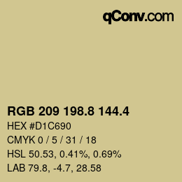 カラーコード: RGB 209 198.8 144.4 | qconv.com