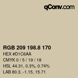 カラーコード: RGB 209 198.8 170 | qconv.com