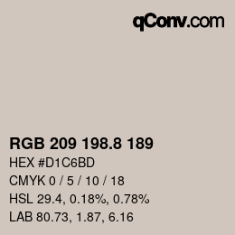 カラーコード: RGB 209 198.8 189 | qconv.com
