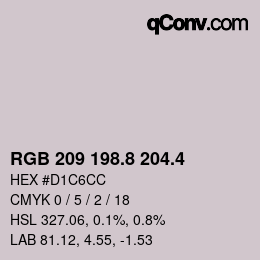 カラーコード: RGB 209 198.8 204.4 | qconv.com