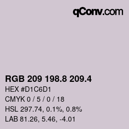 カラーコード: RGB 209 198.8 209.4 | qconv.com