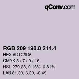 カラーコード: RGB 209 198.8 214.4 | qconv.com