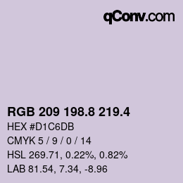 カラーコード: RGB 209 198.8 219.4 | qconv.com