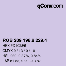 カラーコード: RGB 209 198.8 229.4 | qconv.com