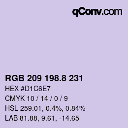 カラーコード: RGB 209 198.8 231 | qconv.com