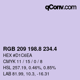 カラーコード: RGB 209 198.8 234.4 | qconv.com
