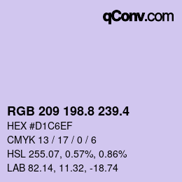 カラーコード: RGB 209 198.8 239.4 | qconv.com