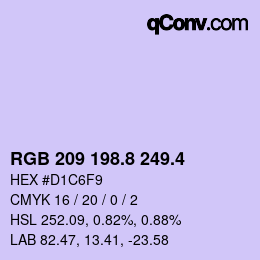 カラーコード: RGB 209 198.8 249.4 | qconv.com