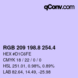 カラーコード: RGB 209 198.8 254.4 | qconv.com