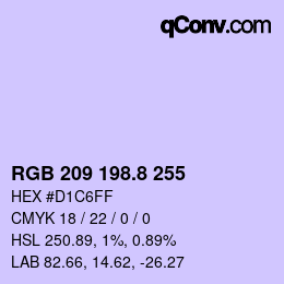 カラーコード: RGB 209 198.8 255 | qconv.com