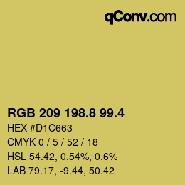 カラーコード: RGB 209 198.8 99.4 | qconv.com