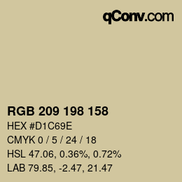 Color code: RGB 209 198 158 | qconv.com