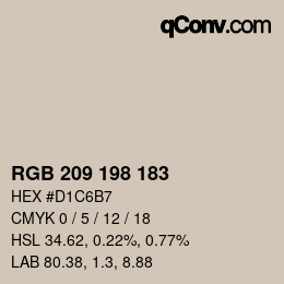 Farbcode: RGB 209 198 183 | qconv.com