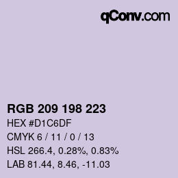 Color code: RGB 209 198 223 | qconv.com