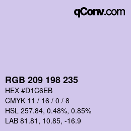カラーコード: RGB 209 198 235 | qconv.com
