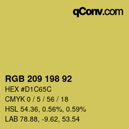 颜色代码: RGB 209 198 92 | qconv.com