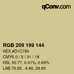 颜色代码: RGB 209 199 144 | qconv.com