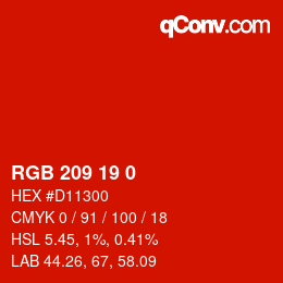 颜色代码: RGB 209 19 0 | qconv.com