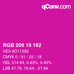 Color code: RGB 209 19 162 | qconv.com