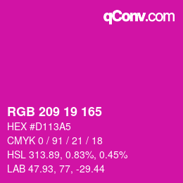 Color code: RGB 209 19 165 | qconv.com