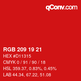 Color code: RGB 209 19 21 | qconv.com