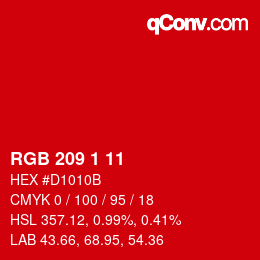 颜色代码: RGB 209 1 11 | qconv.com