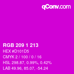 カラーコード: RGB 209 1 213 | qconv.com