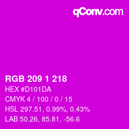 Color code: RGB 209 1 218 | qconv.com