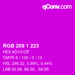 カラーコード: RGB 209 1 223 | qconv.com