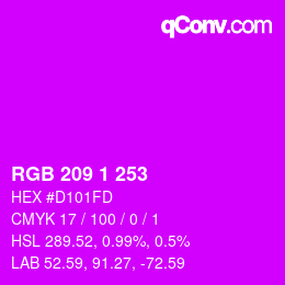 カラーコード: RGB 209 1 253 | qconv.com