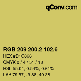 カラーコード: RGB 209 200.2 102.6 | qconv.com
