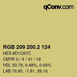 カラーコード: RGB 209 200.2 124 | qconv.com