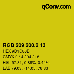 カラーコード: RGB 209 200.2 13 | qconv.com