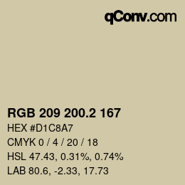 カラーコード: RGB 209 200.2 167 | qconv.com