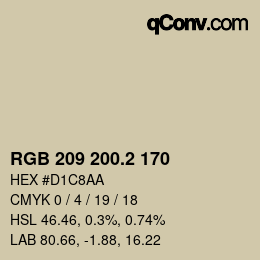 カラーコード: RGB 209 200.2 170 | qconv.com