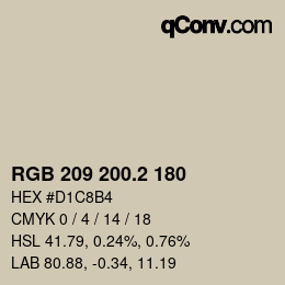 カラーコード: RGB 209 200.2 180 | qconv.com