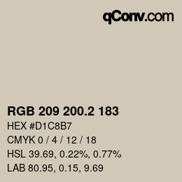 Color code: RGB 209 200.2 183 | qconv.com