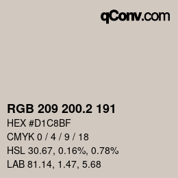 カラーコード: RGB 209 200.2 191 | qconv.com