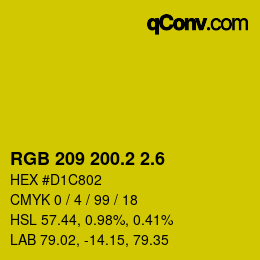 カラーコード: RGB 209 200.2 2.6 | qconv.com