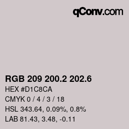 カラーコード: RGB 209 200.2 202.6 | qconv.com