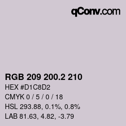 カラーコード: RGB 209 200.2 210 | qconv.com