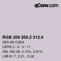 カラーコード: RGB 209 200.2 212.6 | qconv.com