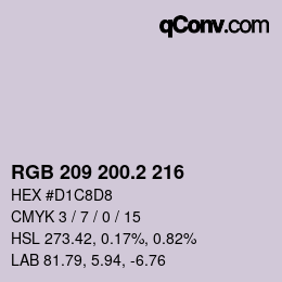 カラーコード: RGB 209 200.2 216 | qconv.com