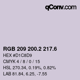 カラーコード: RGB 209 200.2 217.6 | qconv.com