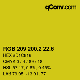 カラーコード: RGB 209 200.2 22.6 | qconv.com