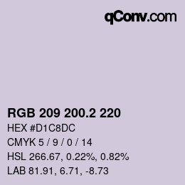 カラーコード: RGB 209 200.2 220 | qconv.com