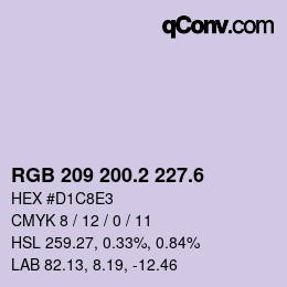 カラーコード: RGB 209 200.2 227.6 | qconv.com